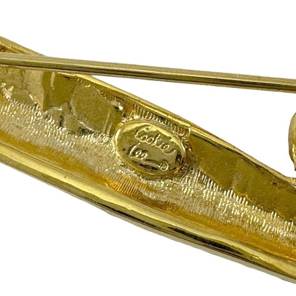 Cookie Lee Baseball Bat Glove Ball Brooch Novelty Pin Rhinestones Goldtone - Picture 6 of 6